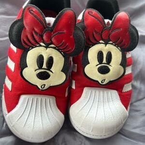Adidas Red and White Minnie Mouse Sneakers